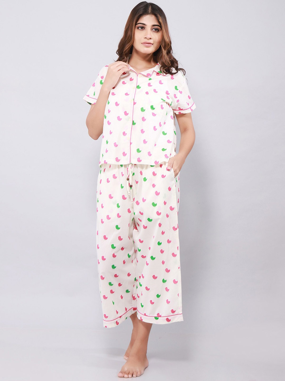 

ETC Women Printed Night suit, Beige
