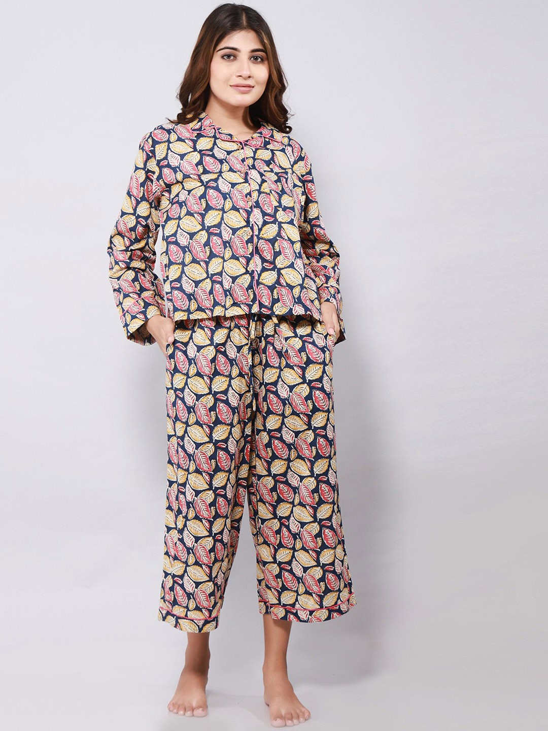 

ETC Women Printed Night suit, Navy blue