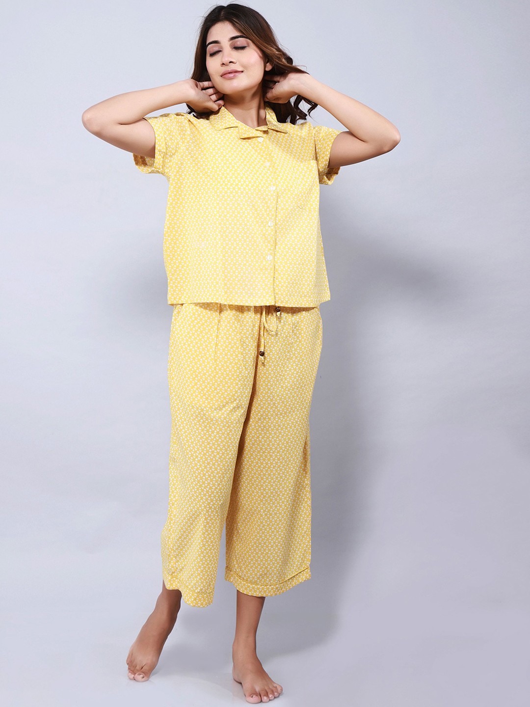

ETC Women Printed Night suit, Yellow