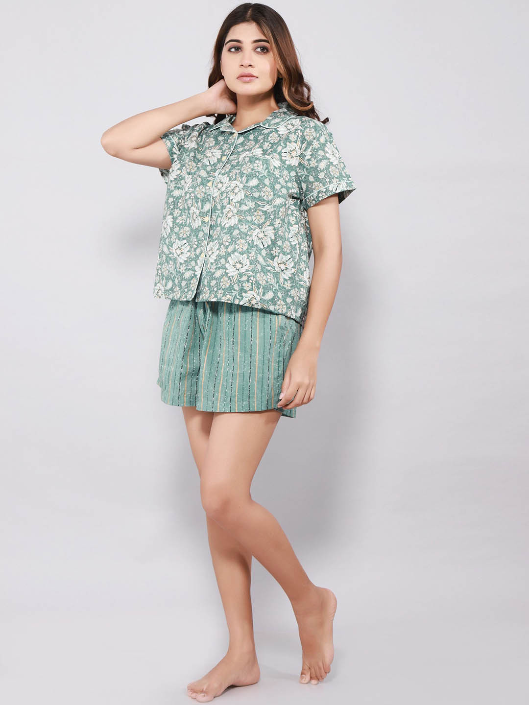 

ETC Women Printed Night suit, Green