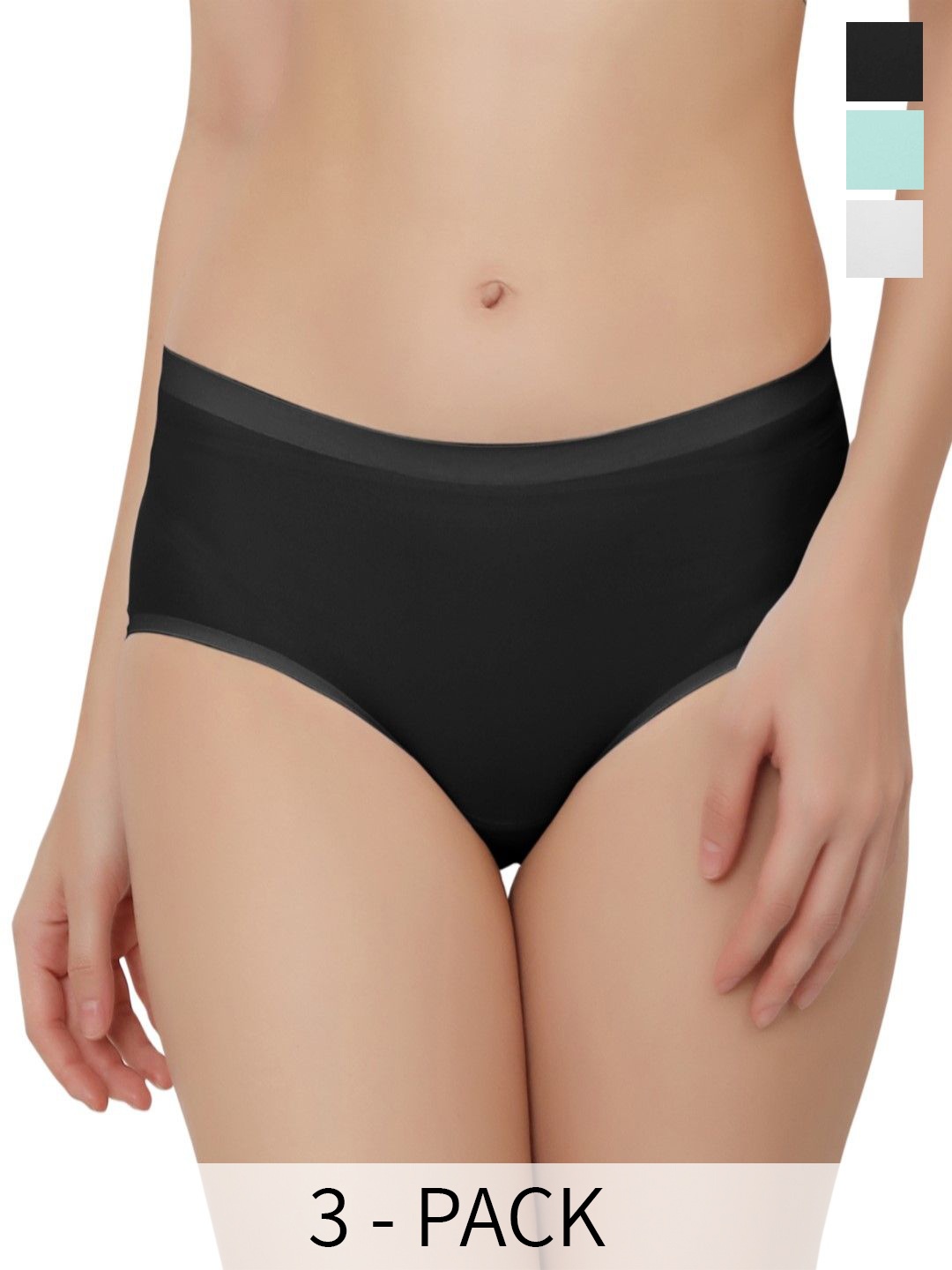 

Bella Voste Pack Of 3 Low Rise Hipster Briefs PT-810-Beige-White-Purple-L, Black