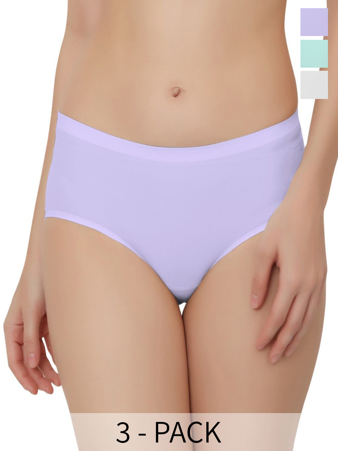 

Bella Voste Pack Of 3 Low Rise Hipster Briefs PT-810-Green-Purple-White-XL