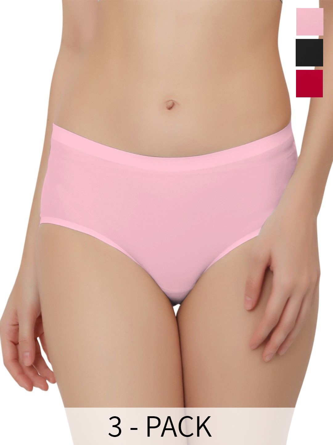 

Bella Voste Pack of 3 Anit-Ordour Low-Rise Panty Briefs, Pink