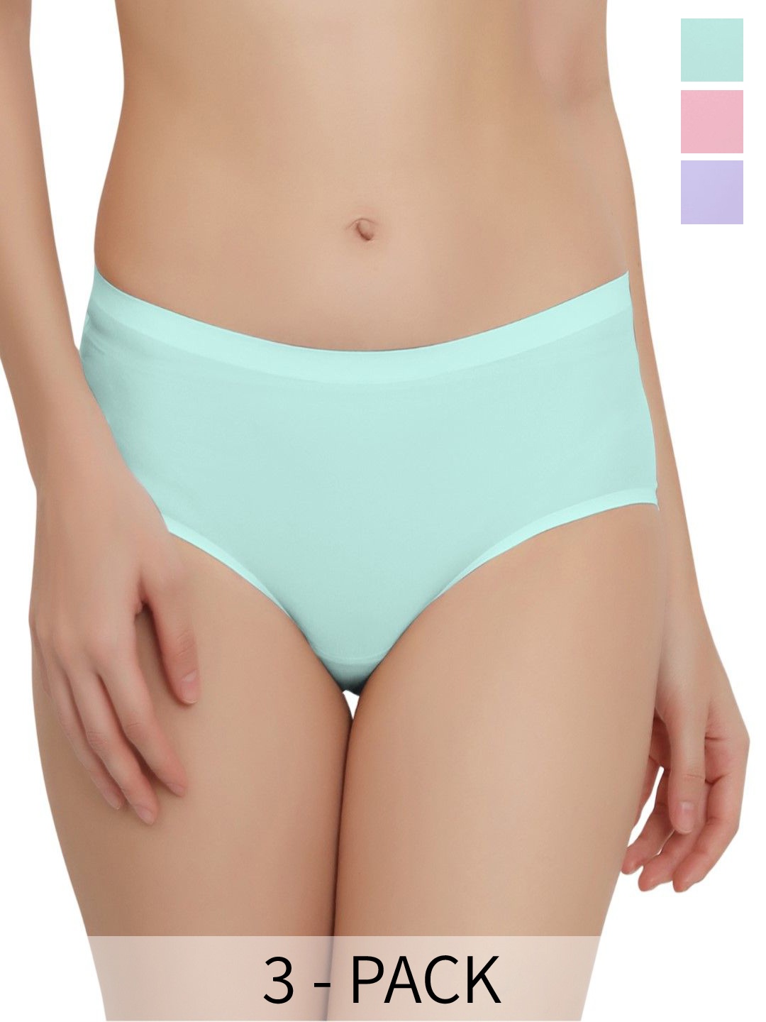 

Bella Voste Pack Of 3 Low Rise Hipster Briefs PT-810-Green-Pink-Purple-M