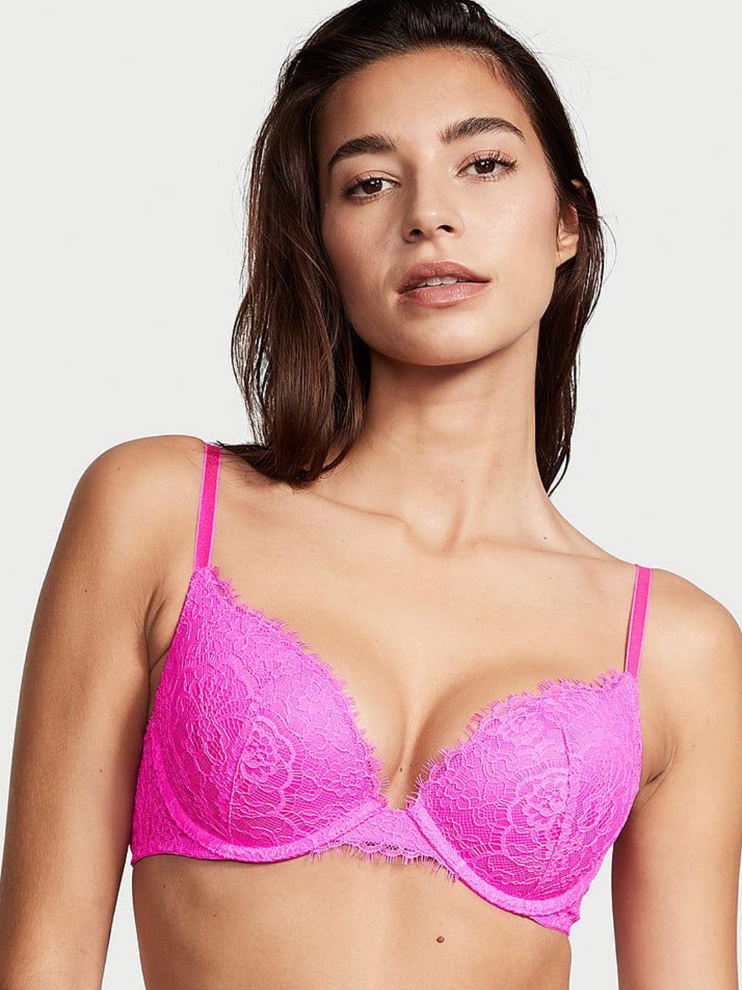 

Victoria's Secret Floral Bra Half Coverage Underwired Heavily Padded, Pink