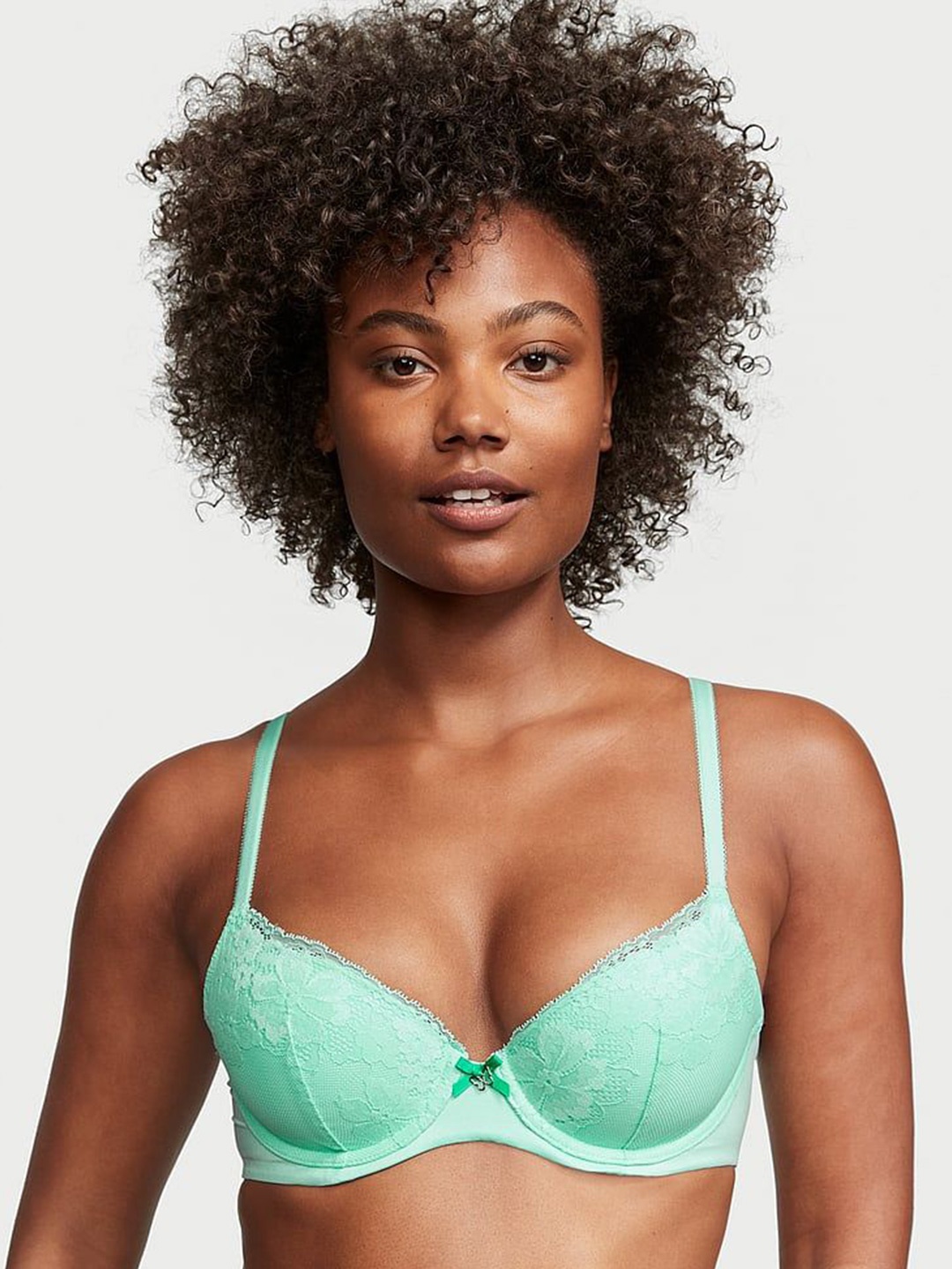 

Victoria's Secret Floral Bra Half Coverage Underwired Lightly Padded, Green
