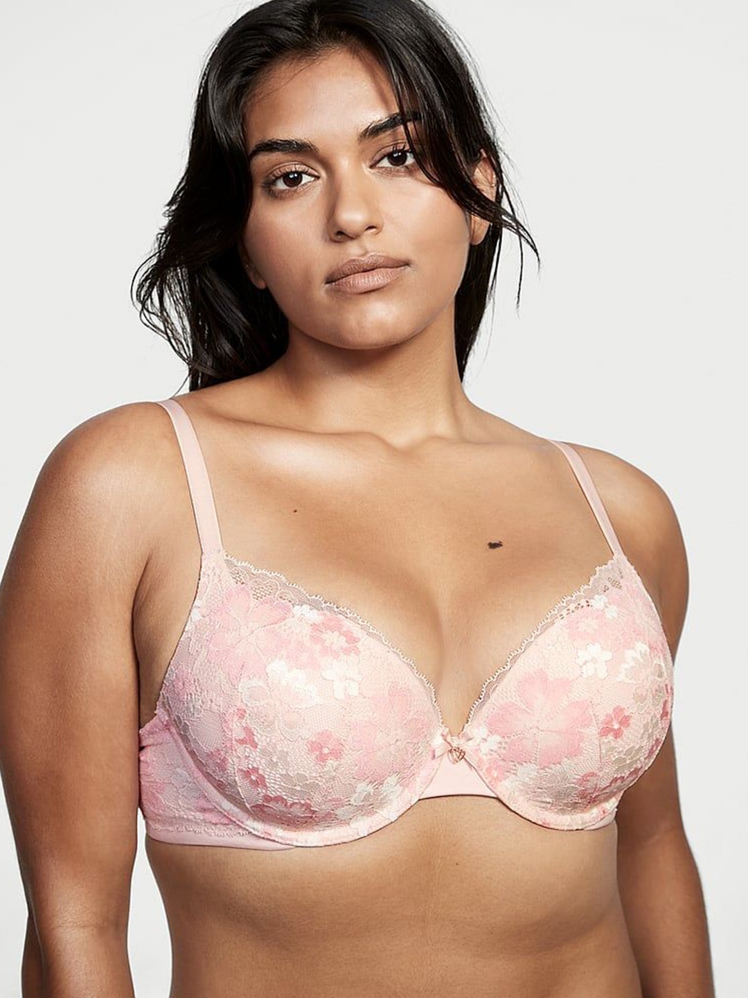 

Victoria's Secret Floral Bra Full Coverage Underwired Heavily Padded, Pink