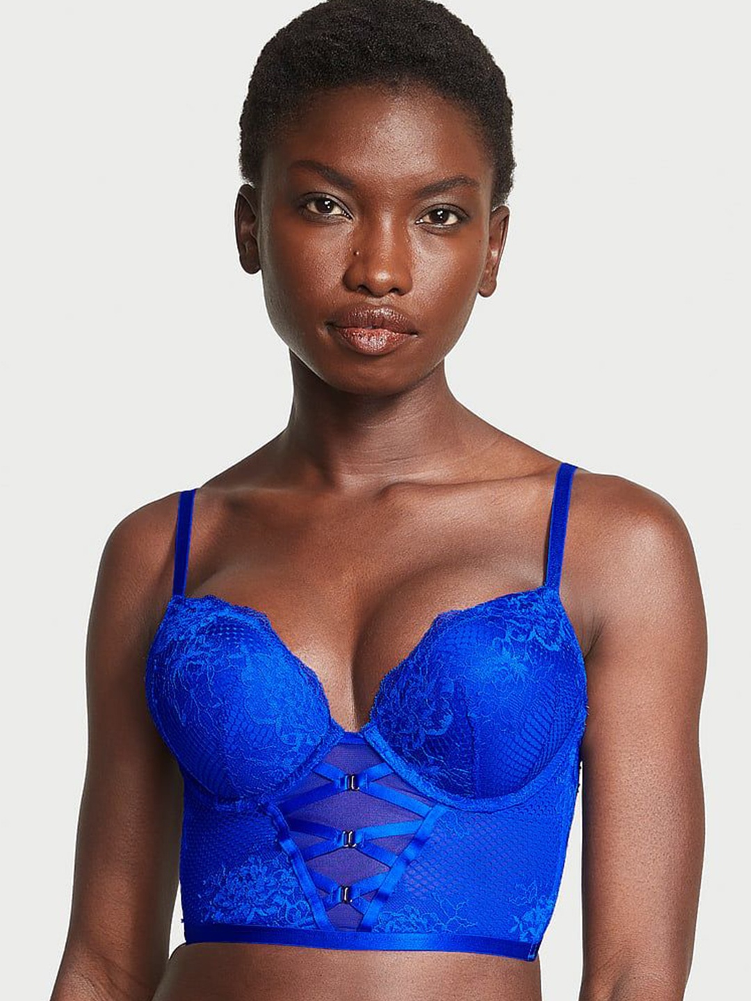 

Victoria's Secret Abstract Bralette Bra Medium Coverage Underwired Heavily Padded, Blue