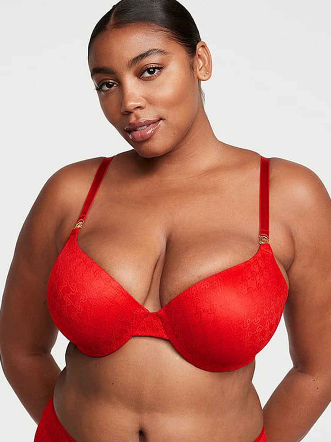 

Victoria's Secret Floral Bra Half Coverage Underwired Heavily Padded, Red