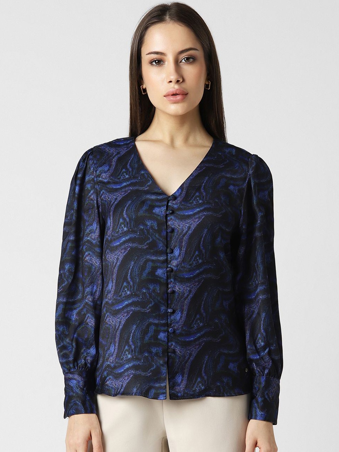 

Van Heusen Woman Print Shirt Style Top, Navy blue