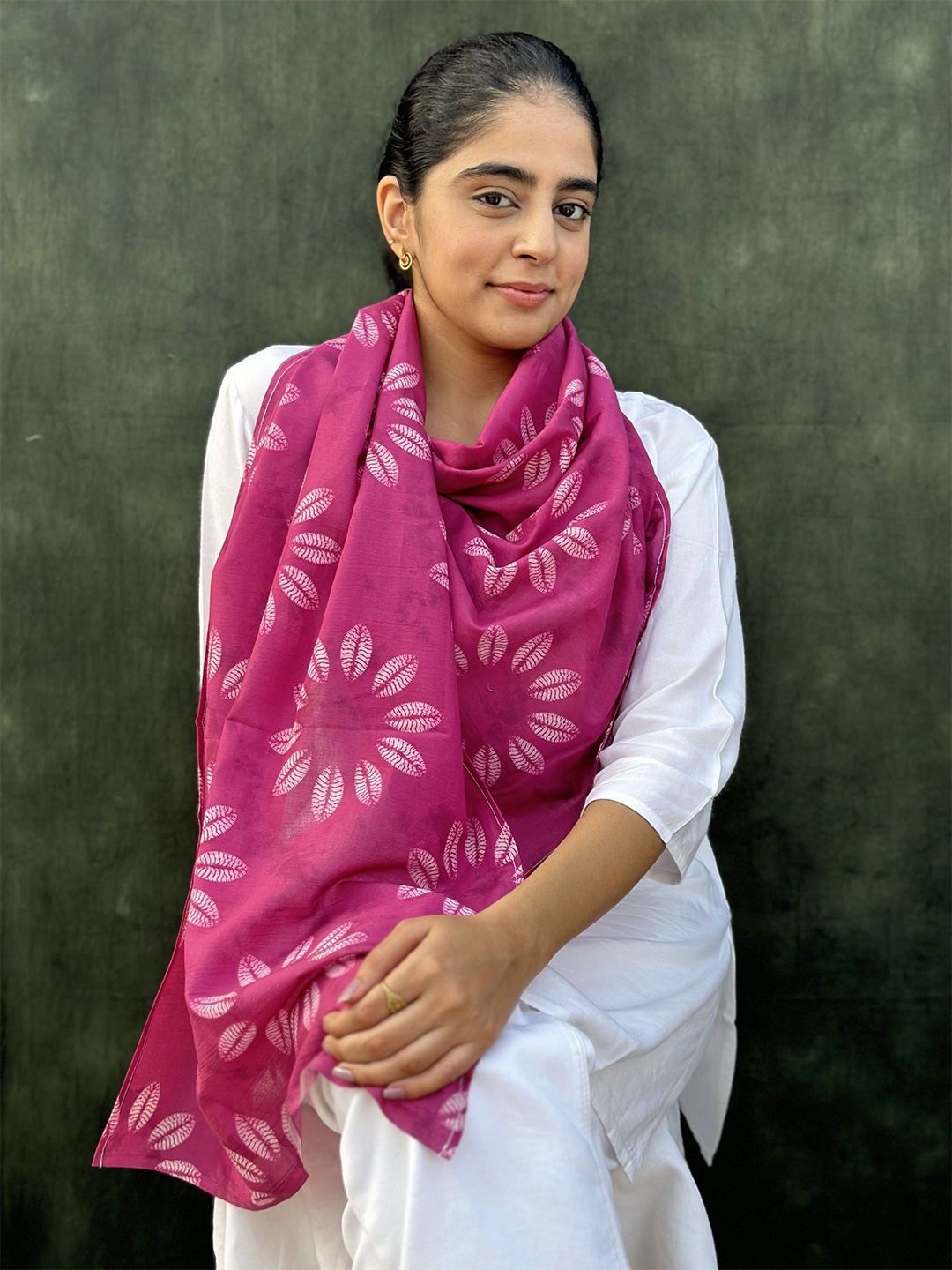 

BUTA BUTI Floral Printed Cotton Scarf, Pink