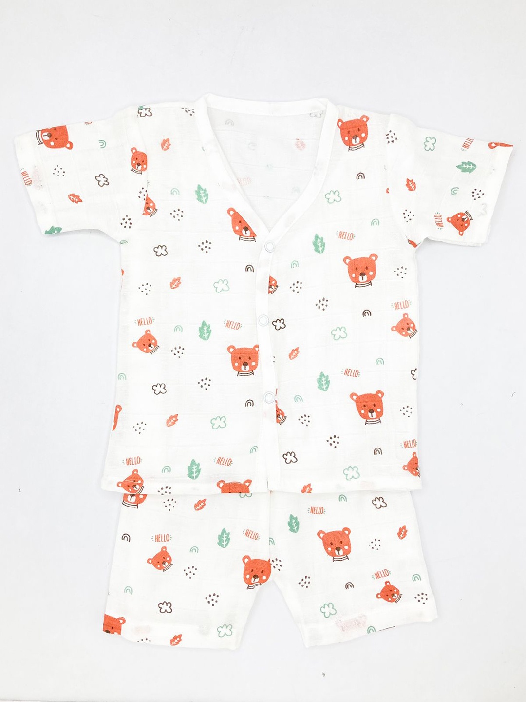 

BAESD Unisex Kids Printed Shirt with Shorts, White