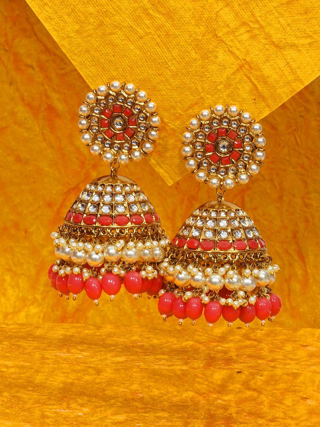 

Designbox Classic Jhumkas Earrings, Peach