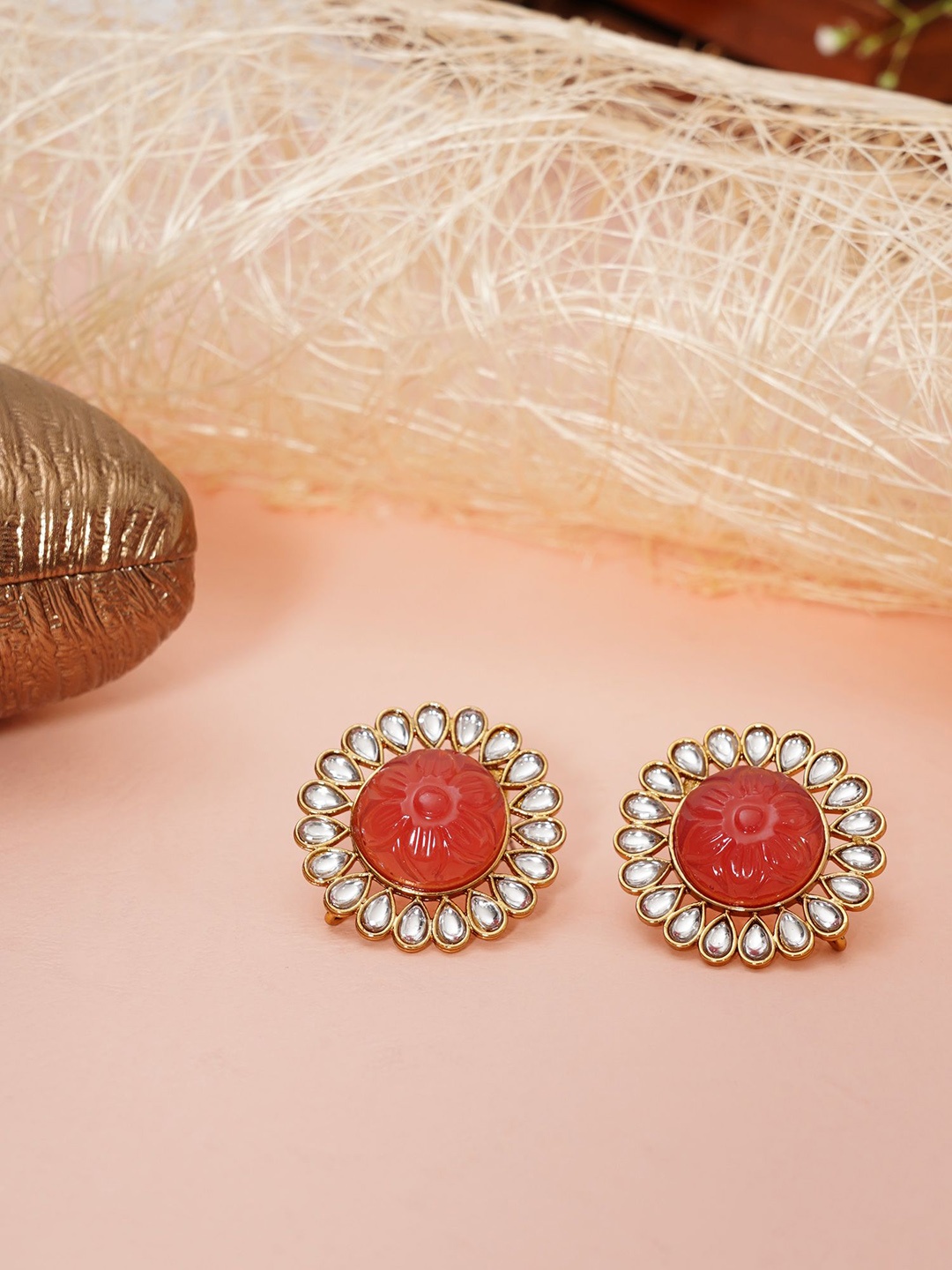 

Designbox Floral Studs Earrings, Peach