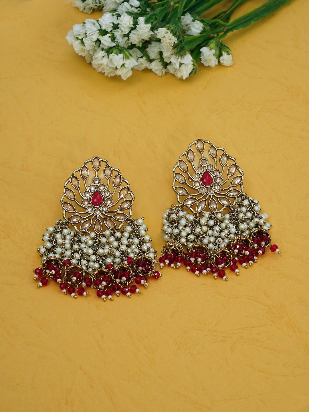 

Designbox Classic Chandbalis Earrings, Peach