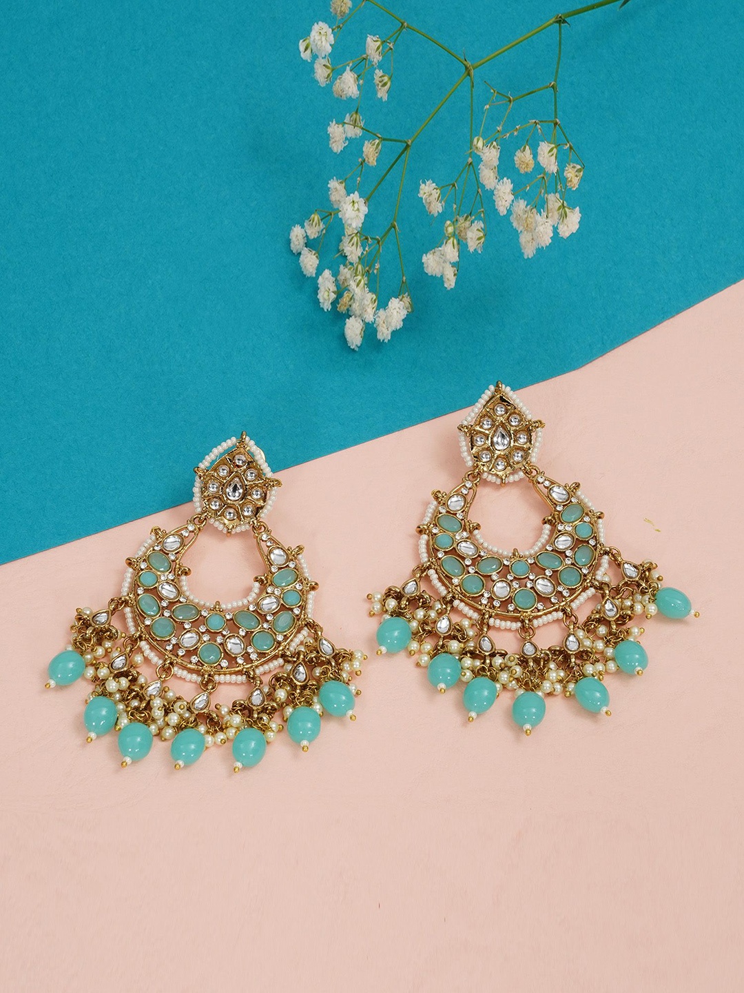 

Designbox Classic Chandbalis Earrings, Turquoise blue