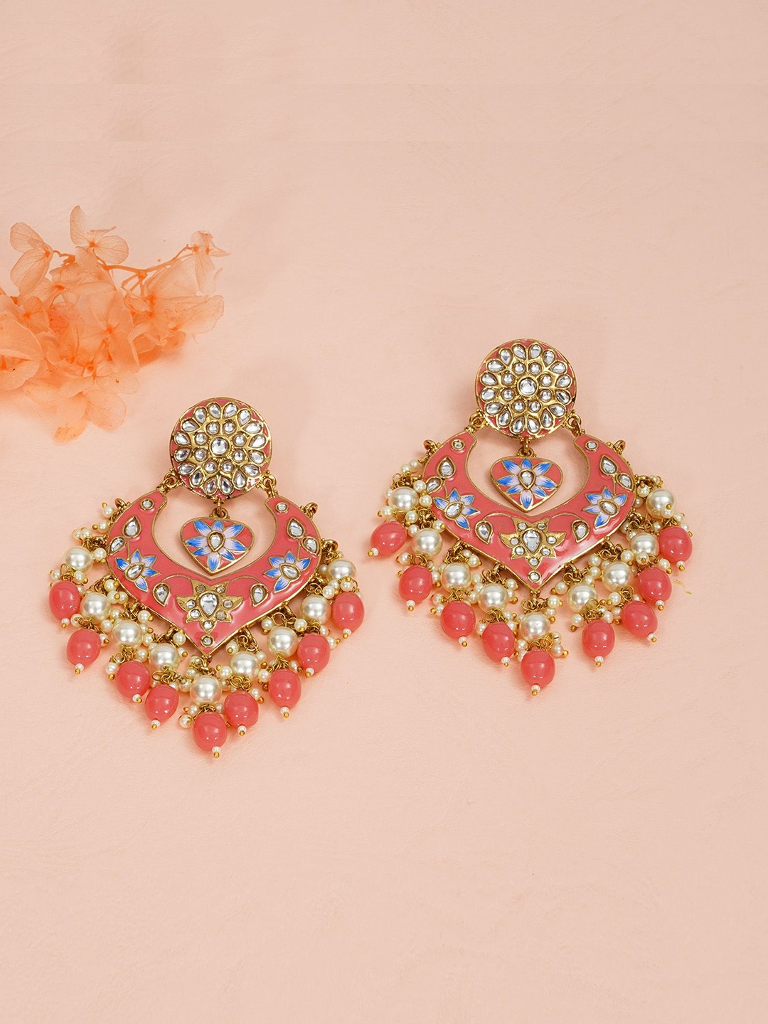 

Designbox Classic Chandbalis Earrings, Peach