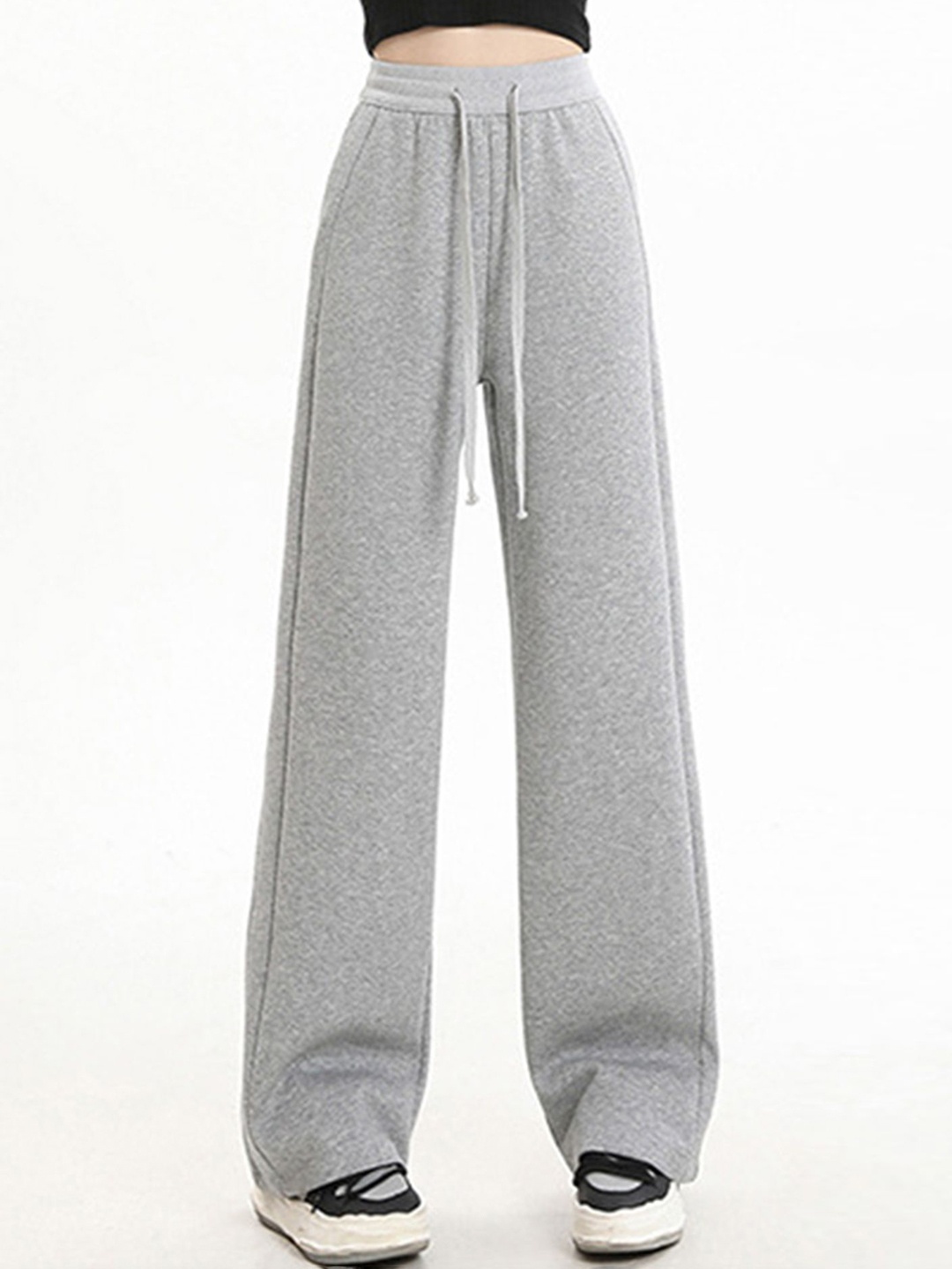 

LULU & SKY Women Straight Fit High-Rise Trousers, Grey