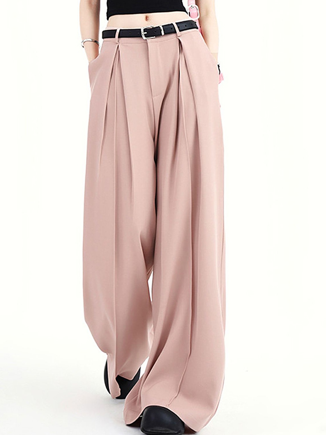 

LULU & SKY Women Pleated Trousers, Pink