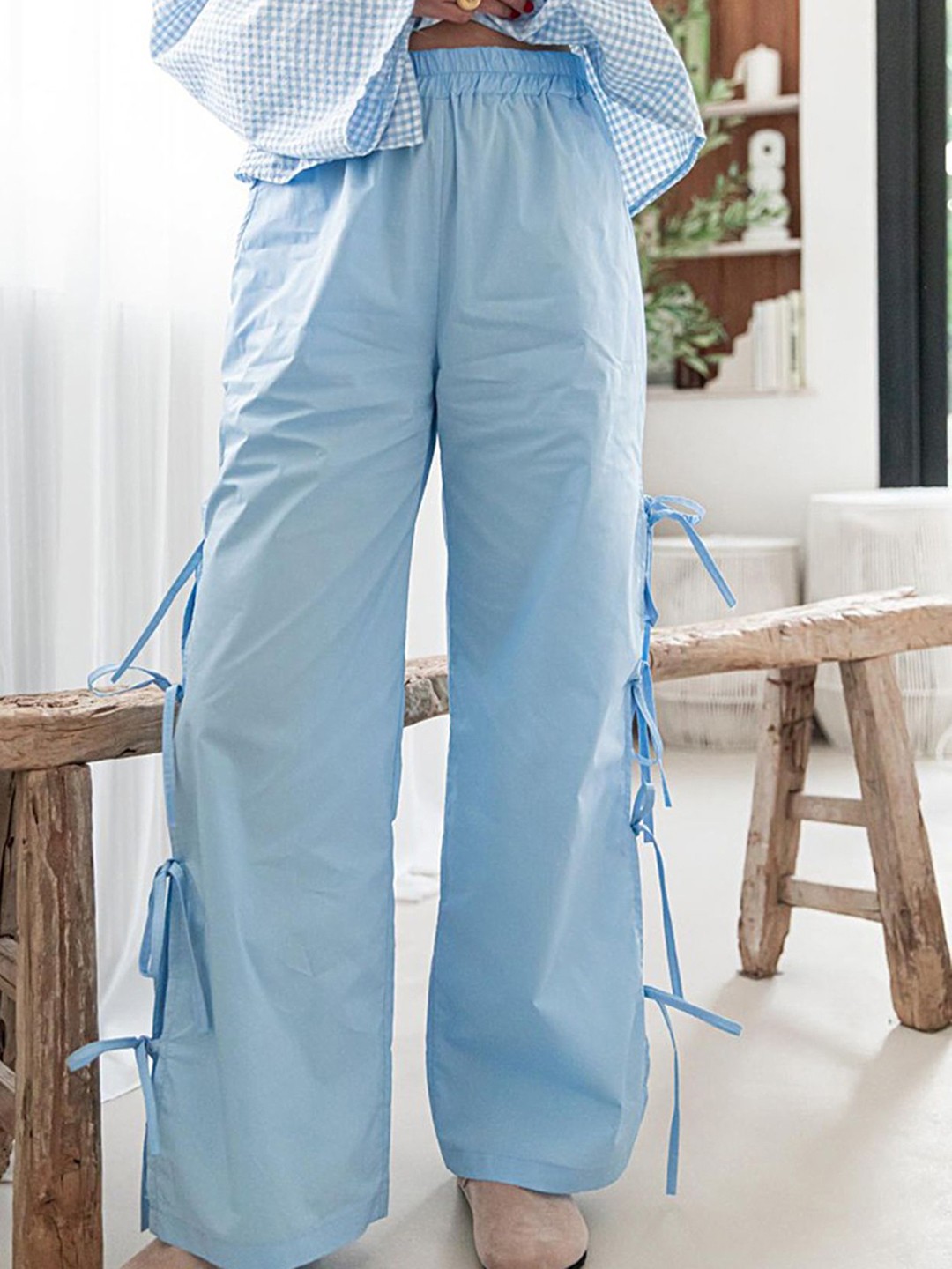 

LULU & SKY Women Straight Fit Trousers, Blue