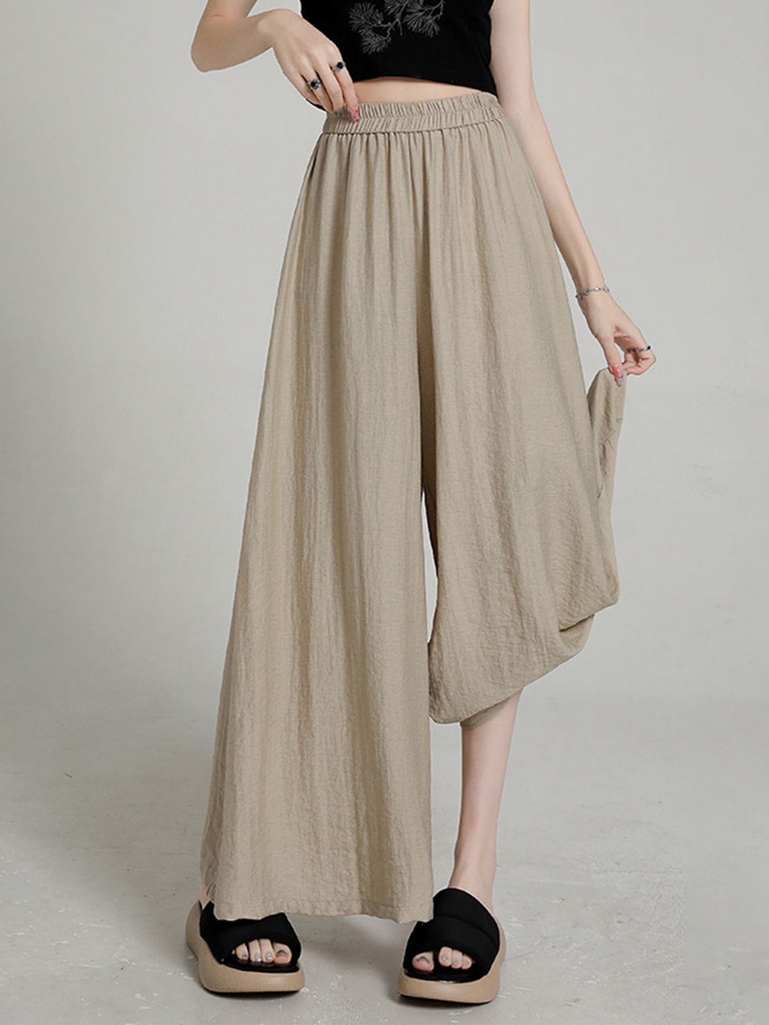 

LULU & SKY Women Flared Palazzos, Khaki