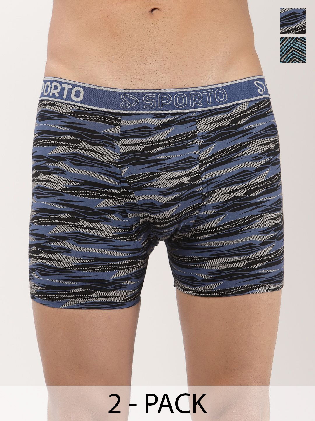 

SPORTO Set Of 2 Mens Printed Cotton Trunk SP-TR-M1031-CH-NY-S-2P, Green