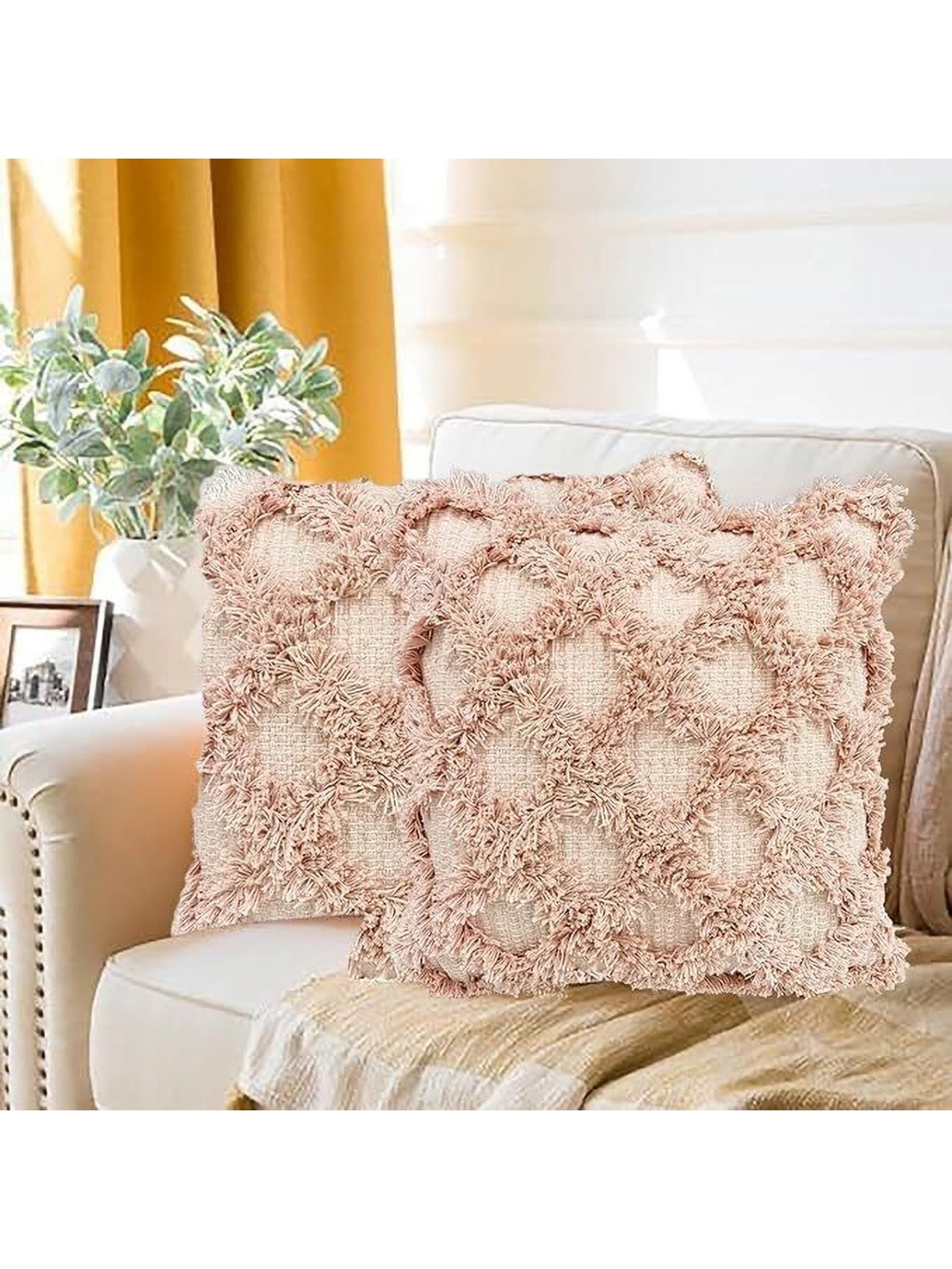 

SAJAVAT Pink Set of 2 Cushion Covers