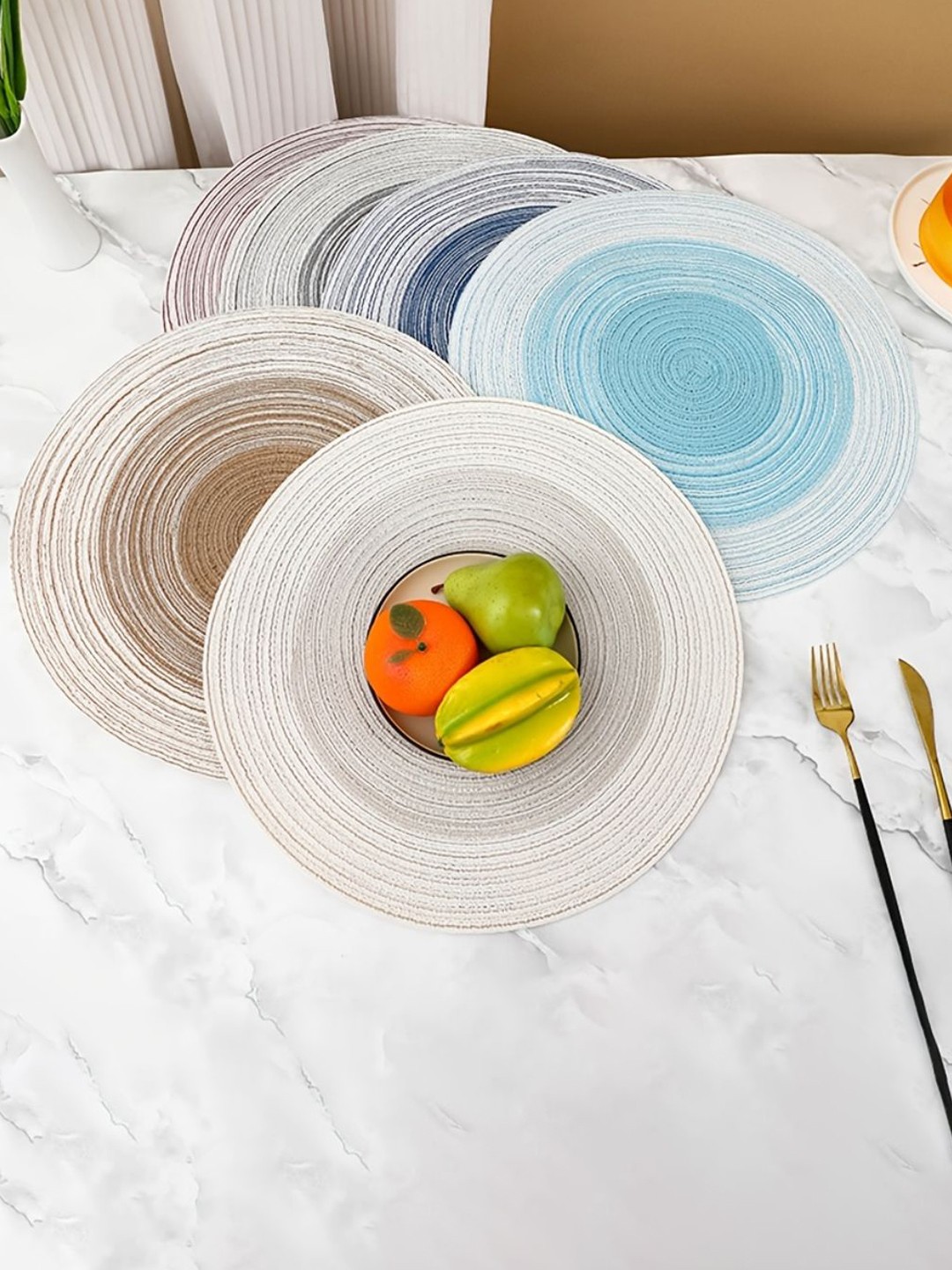 

P-Plus International 6Pcs Grey & Blue Anti Slip Round Trivet