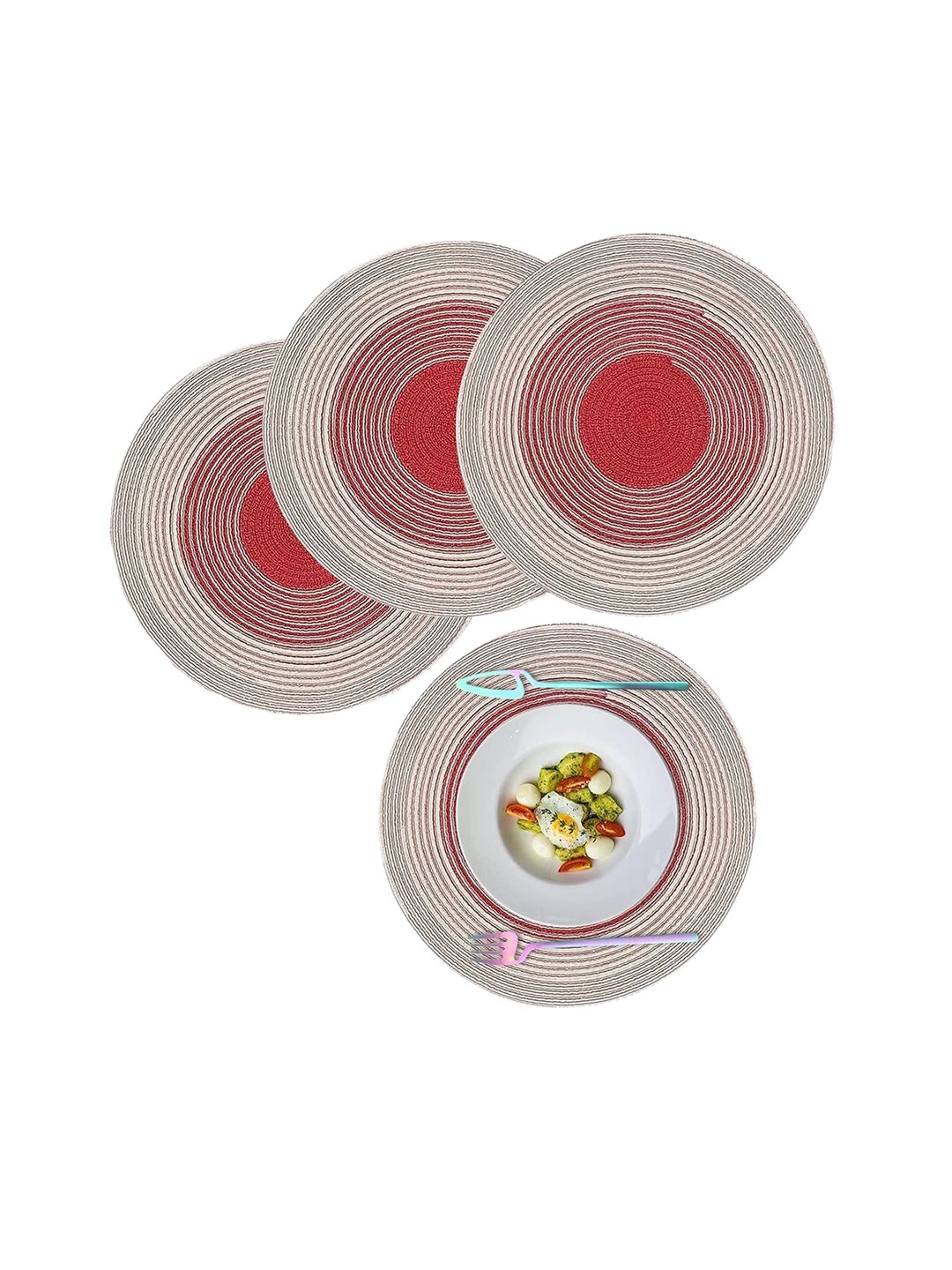 

P-Plus International 4 Pcs Red Cotton Trivet