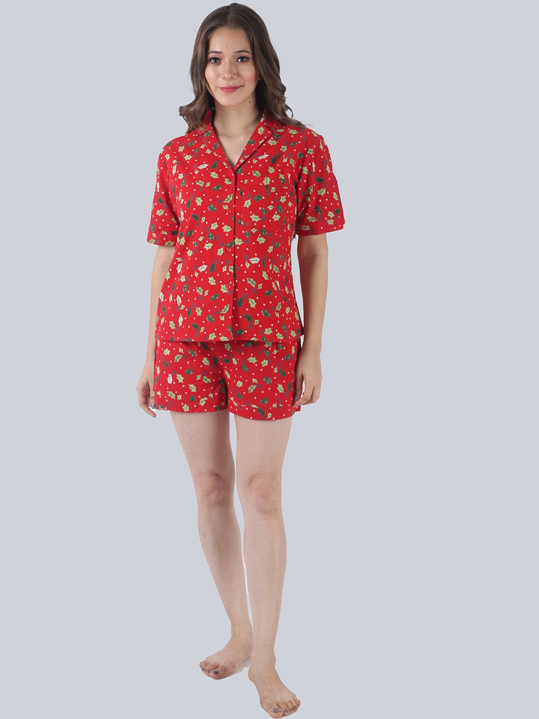 

PRETTY LOVING THING Women Printed Night suit, Red