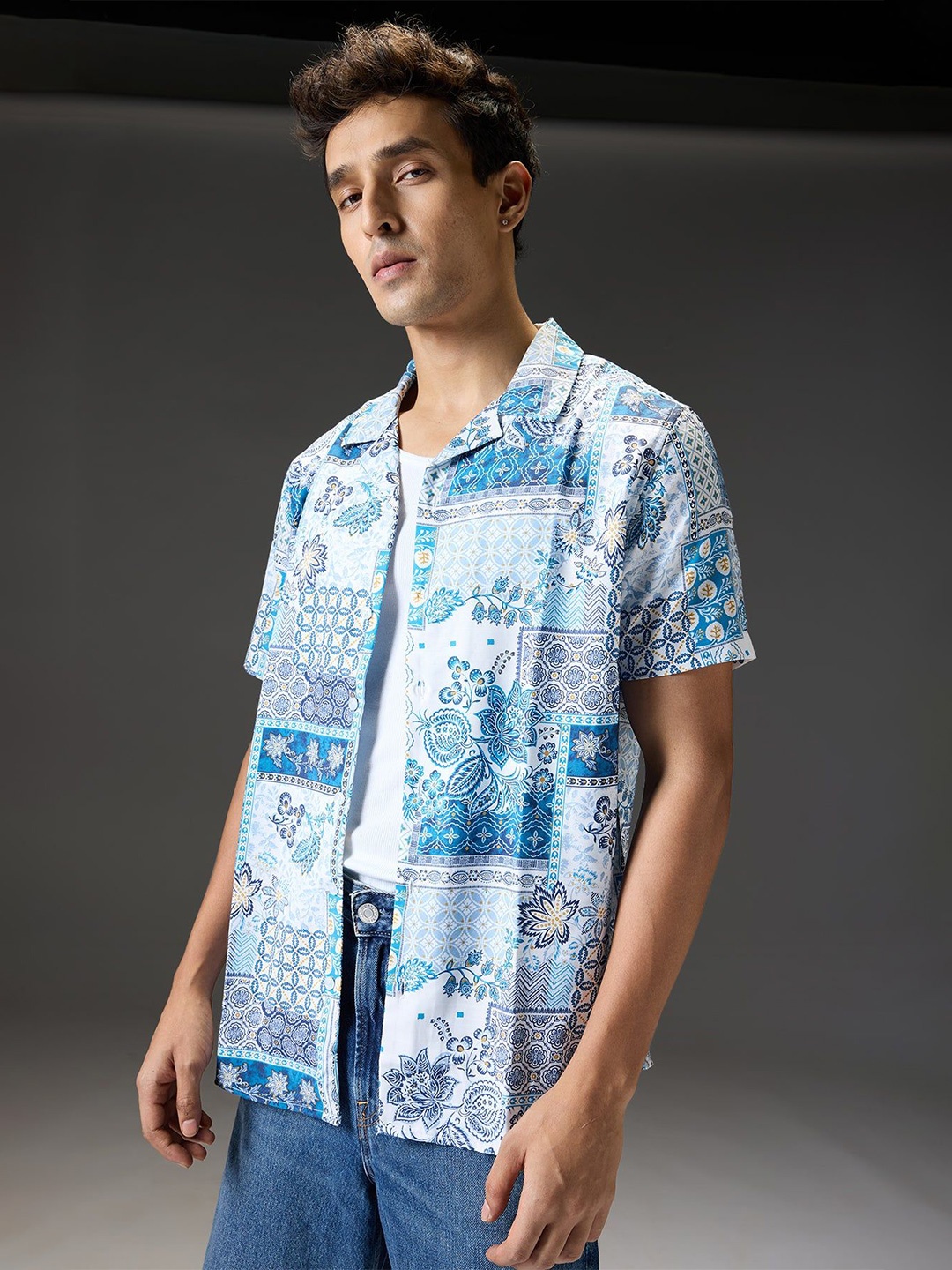 

FREAKINS Men Floral Opaque Printed Casual Shirt, Blue