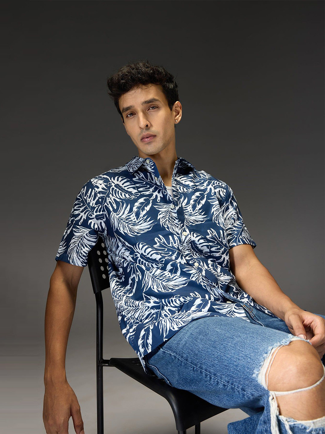 

FREAKINS Men Floral Opaque Printed Casual Shirt, Blue