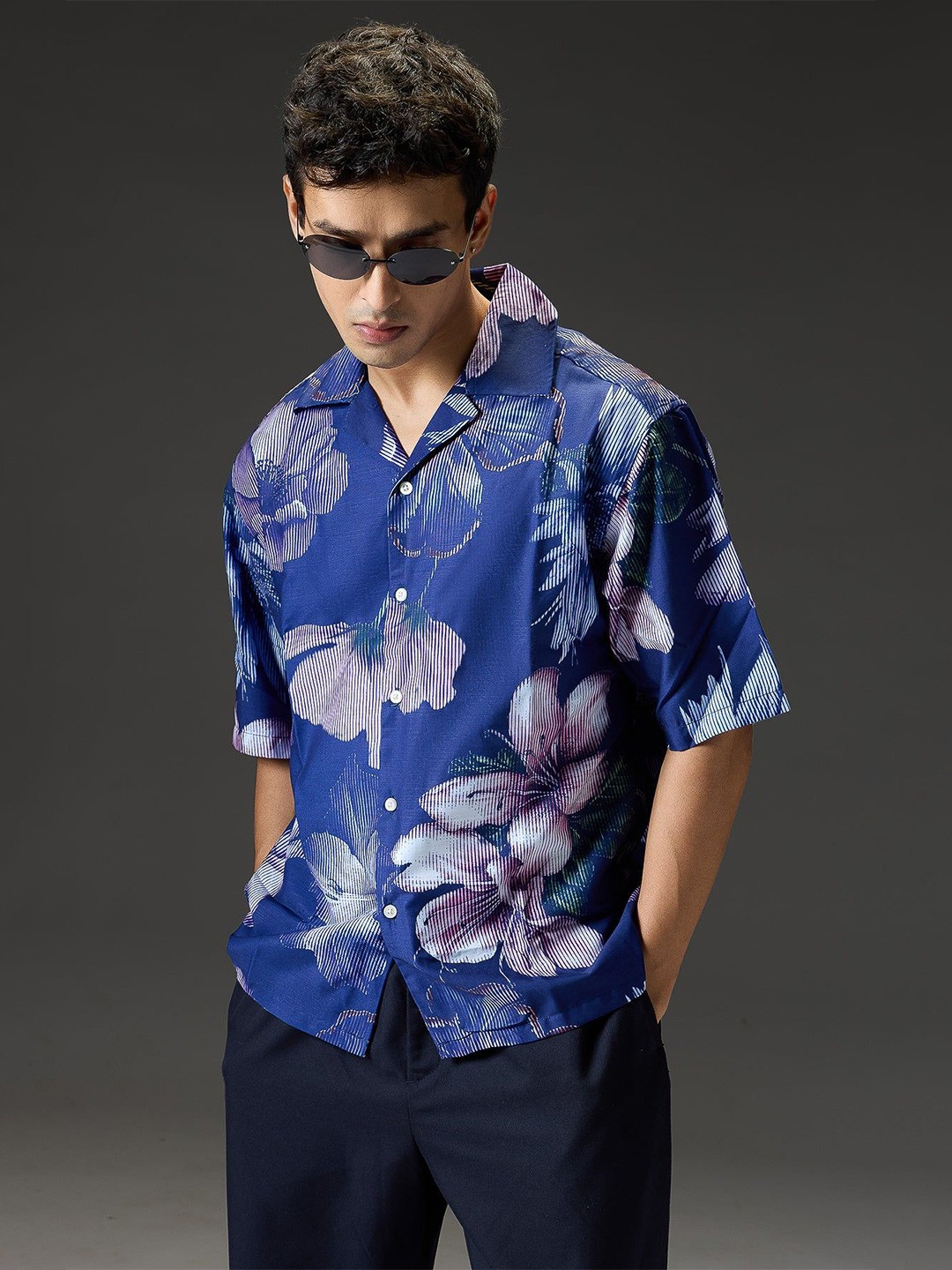 

FREAKINS Men Floral Opaque Printed Casual Shirt, Blue