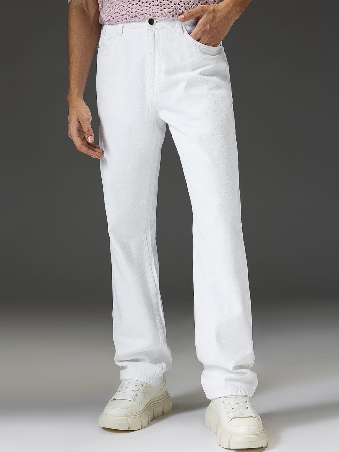 

FREAKINS Men Straight Fit High-Rise Jeans, White