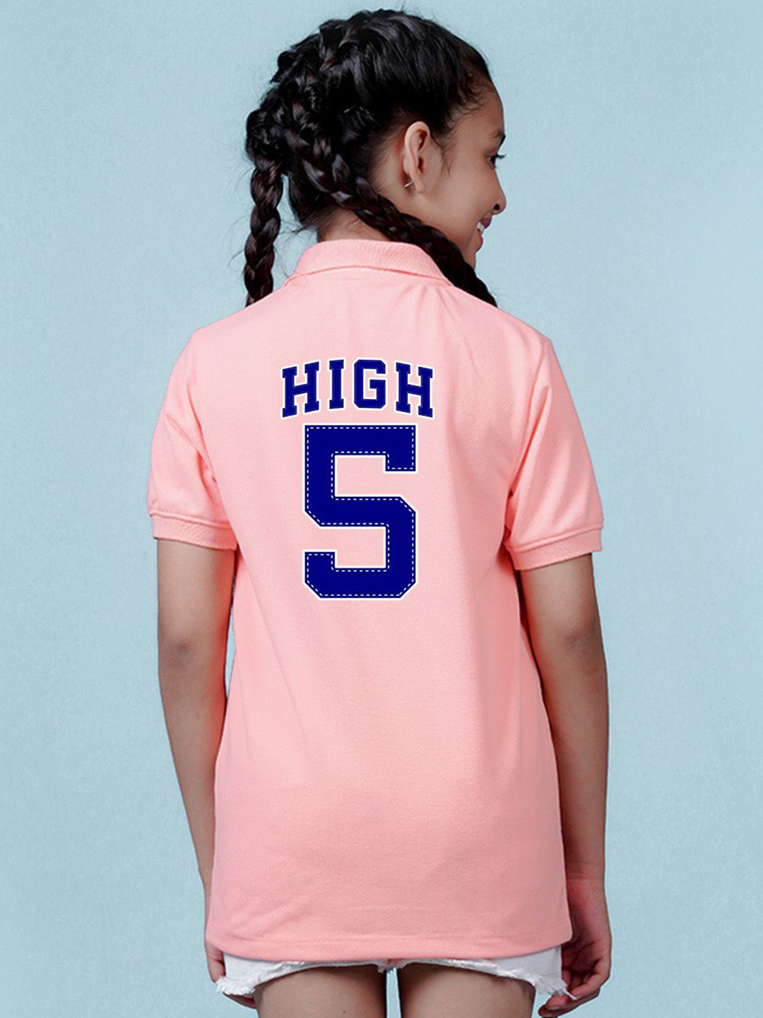 

NUSYL Girls Typography Printed Applique T-shirt, Peach