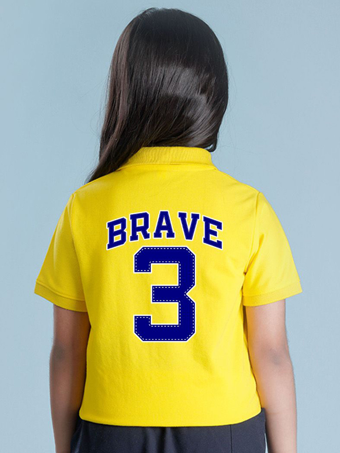 

NUSYL Girls Polo Collar Applique T-shirt, Yellow