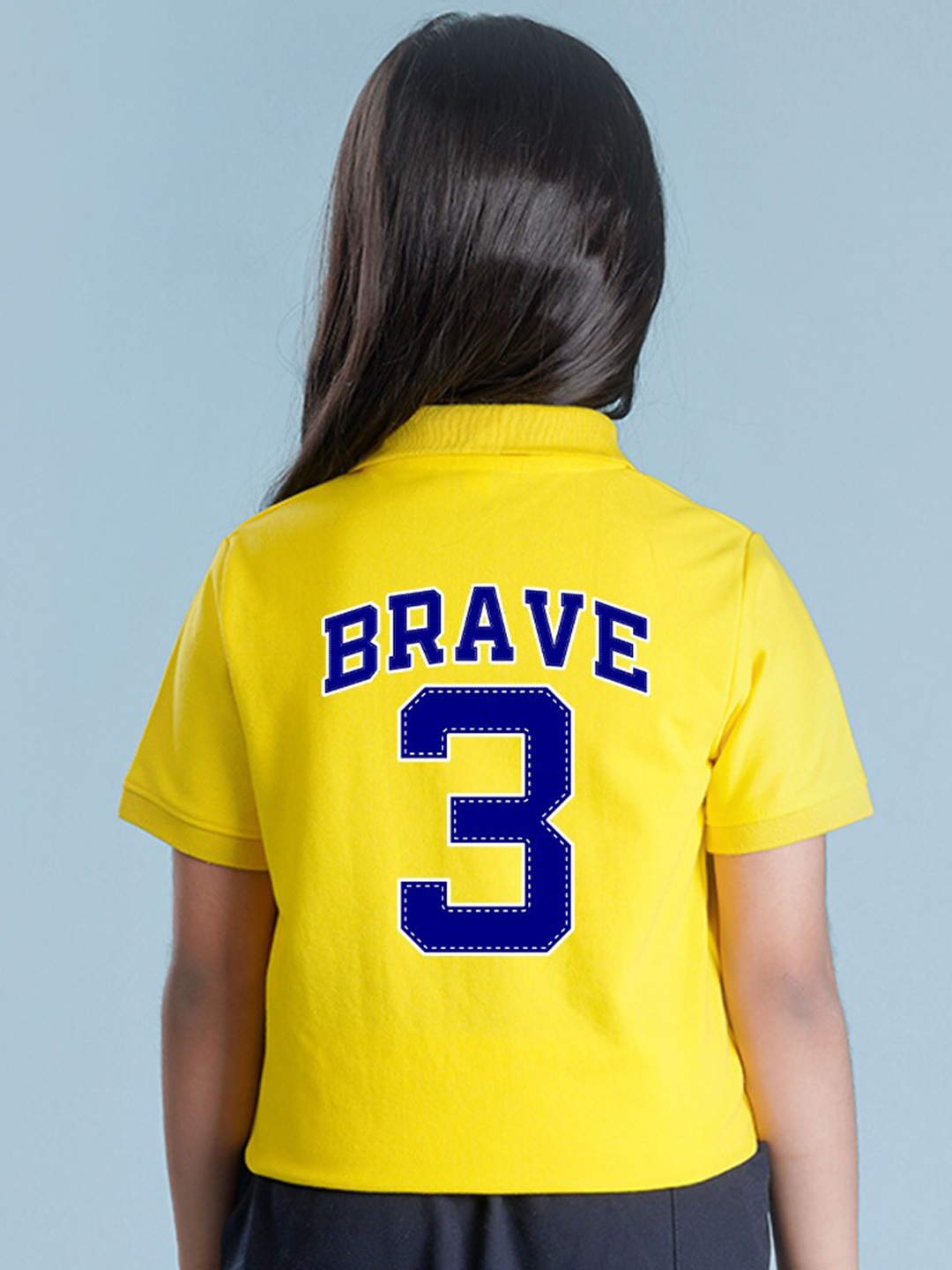 

NUSYL Girls Polo Collar Applique T-shirt, Yellow