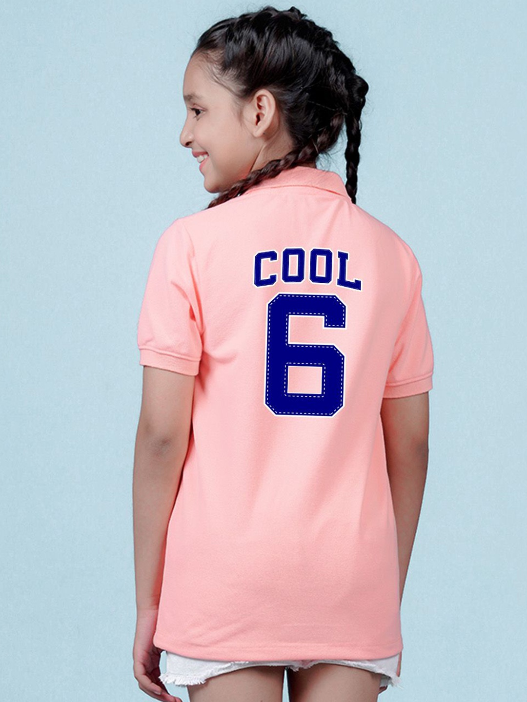 

NUSYL Girls Varsity Pockets T-shirt, Peach