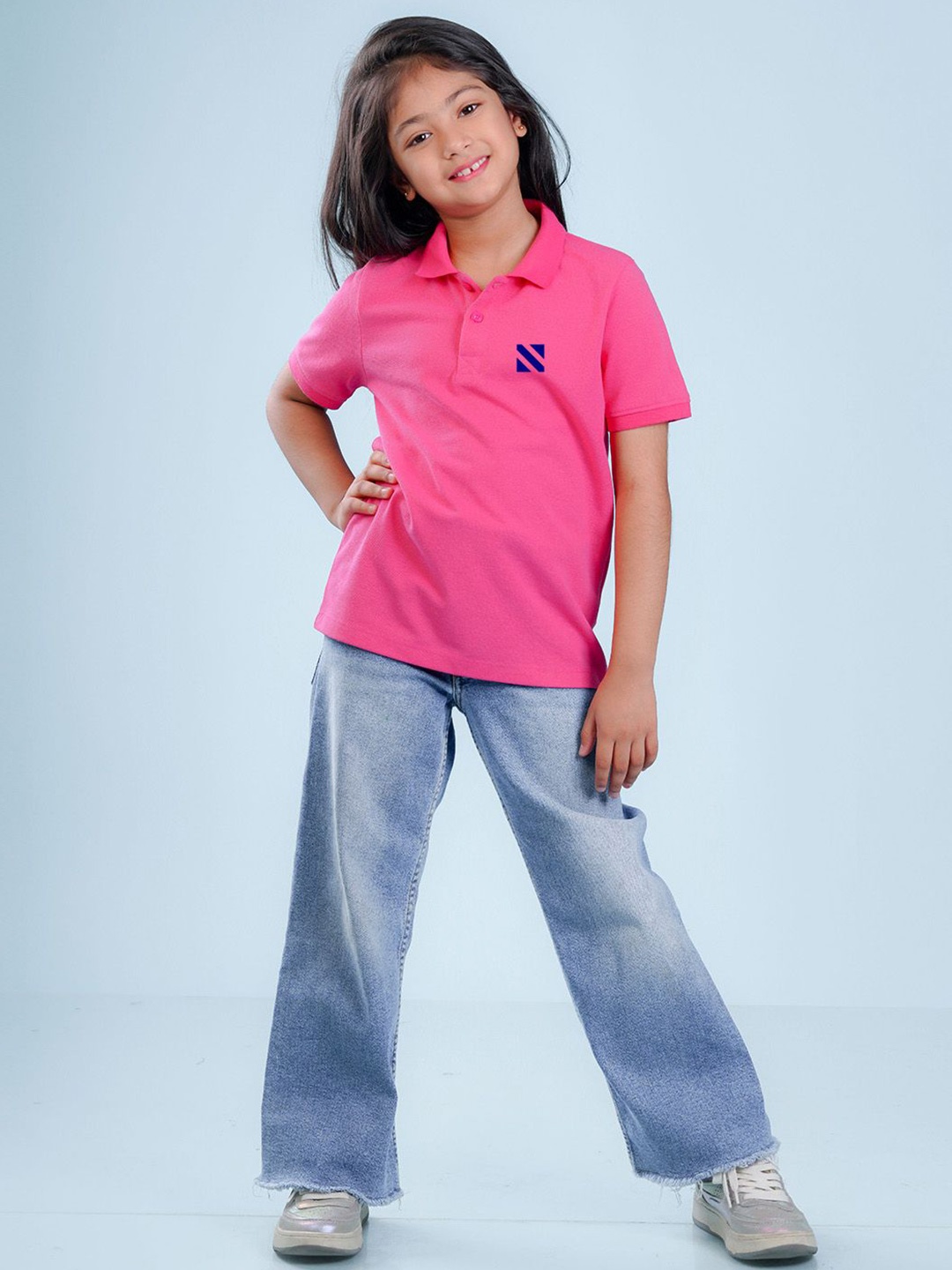 

NUSYL Girls Printed Pockets T-shirt, Pink