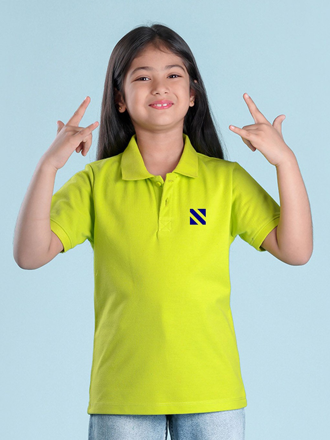 

NUSYL Girls Polo Collar Pockets T-shirt, Green