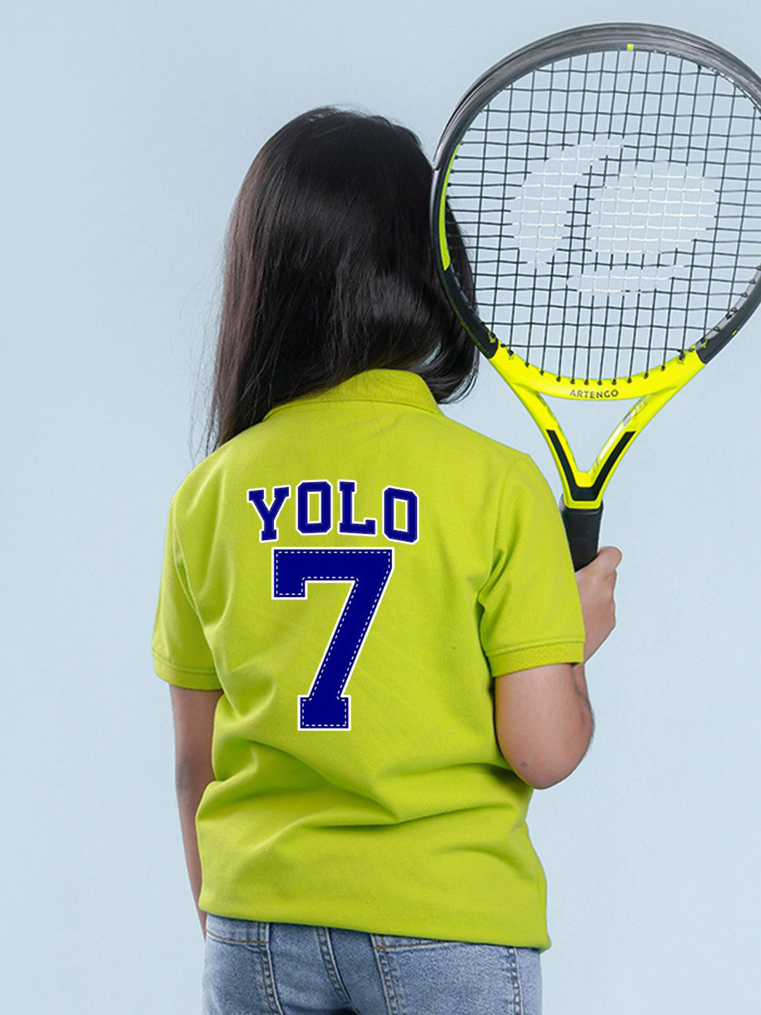 

NUSYL Girls Polo Collar Applique T-shirt, Green