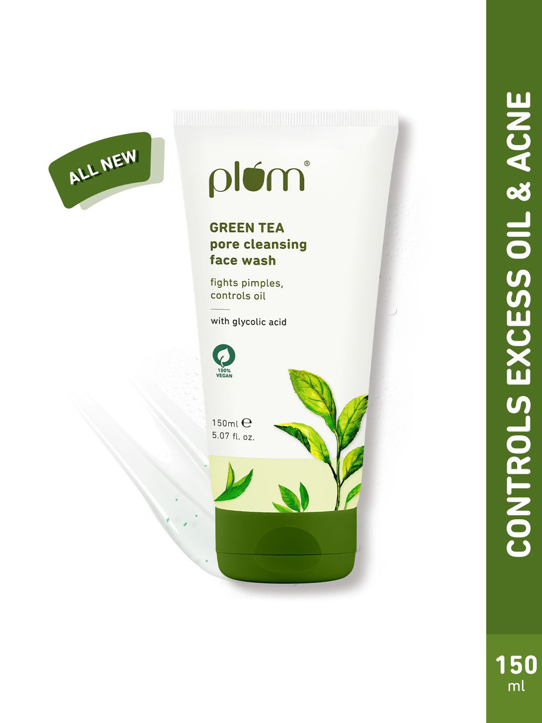 

Plum Green Tea Pore Cleansing Gel Face Wash With Glycolic Acid For Acne - 150ml, White