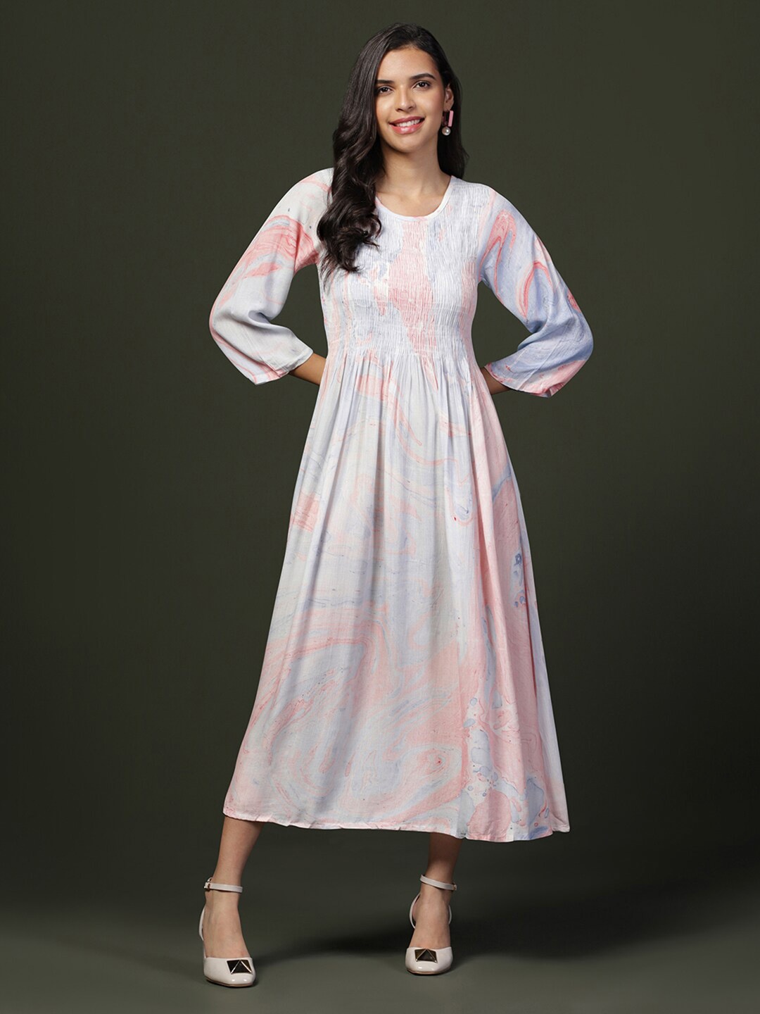 

OMPAX Floral Print Maxi Dress, Blue