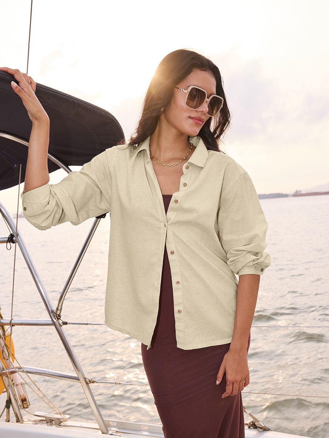 

The Souled Store Women Opaque Casual Shirt, Off white