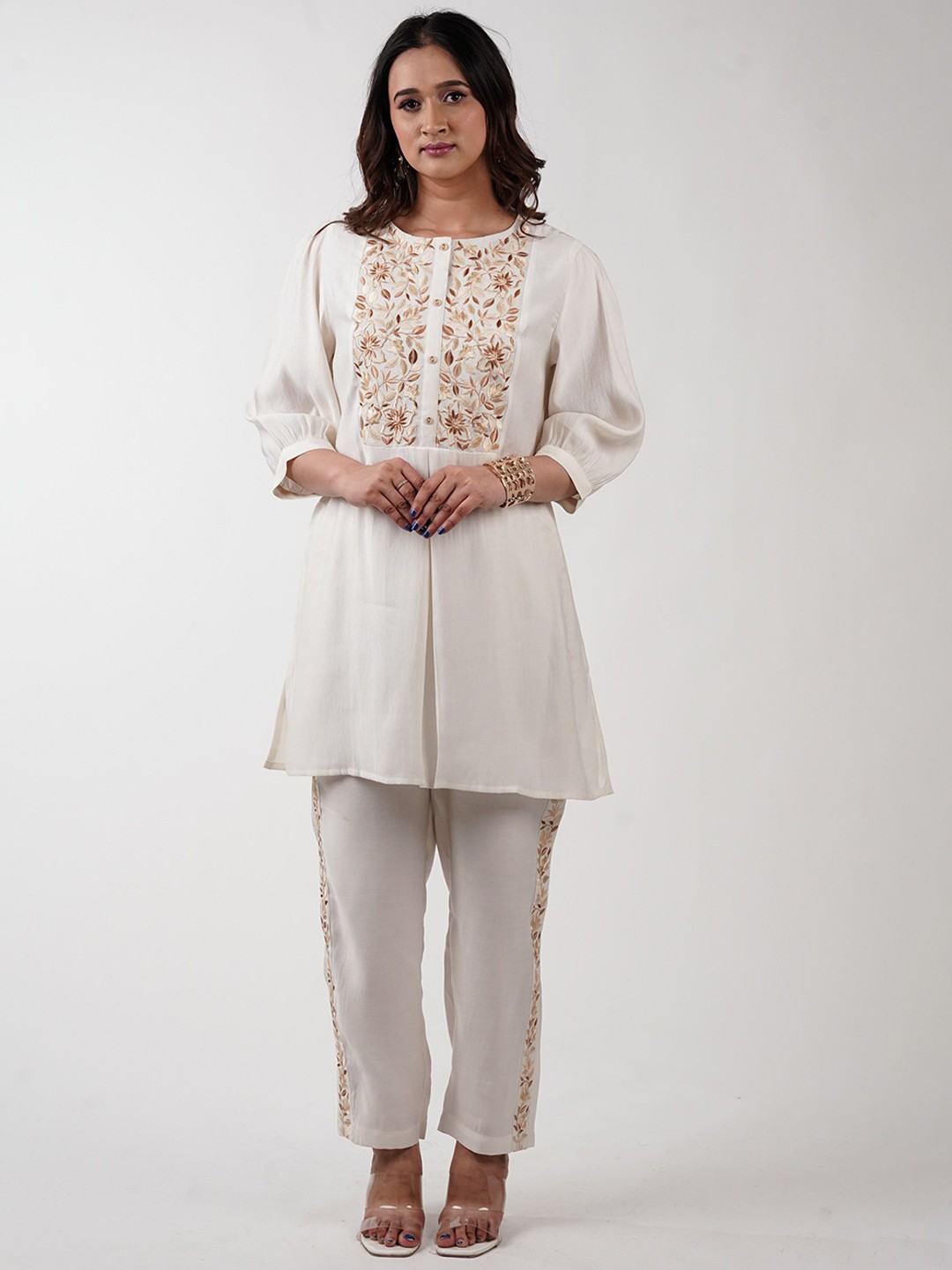 

NoLabels Embroidered Tunic With Trouser Co-Ords, White