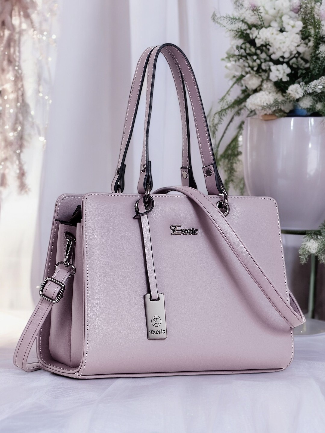 

Exotic Structured Handheld Bag with Tasselled, Purple