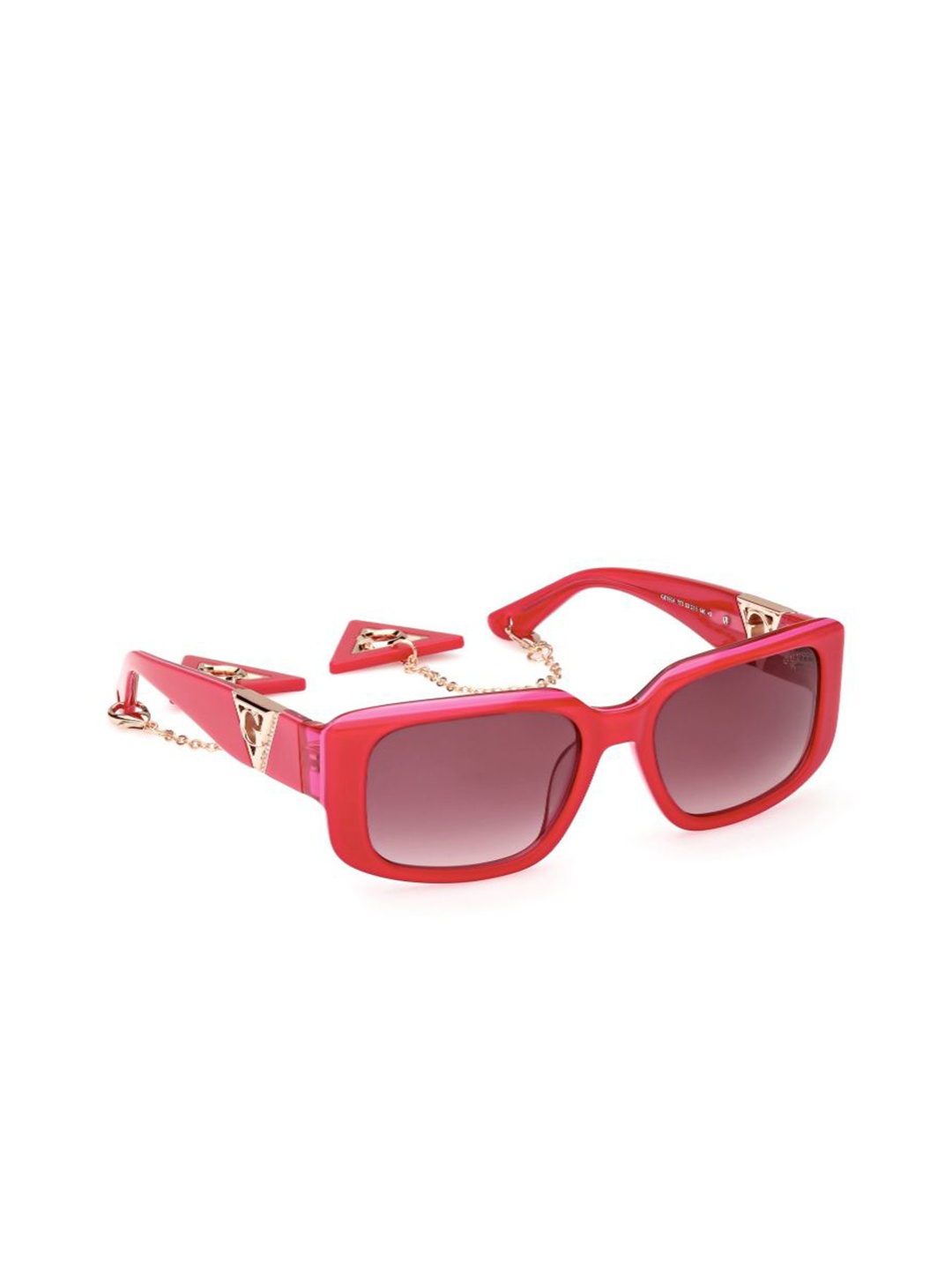 

GUESS Women Rectangle Sunglasses with UV Protected Lens, Pink