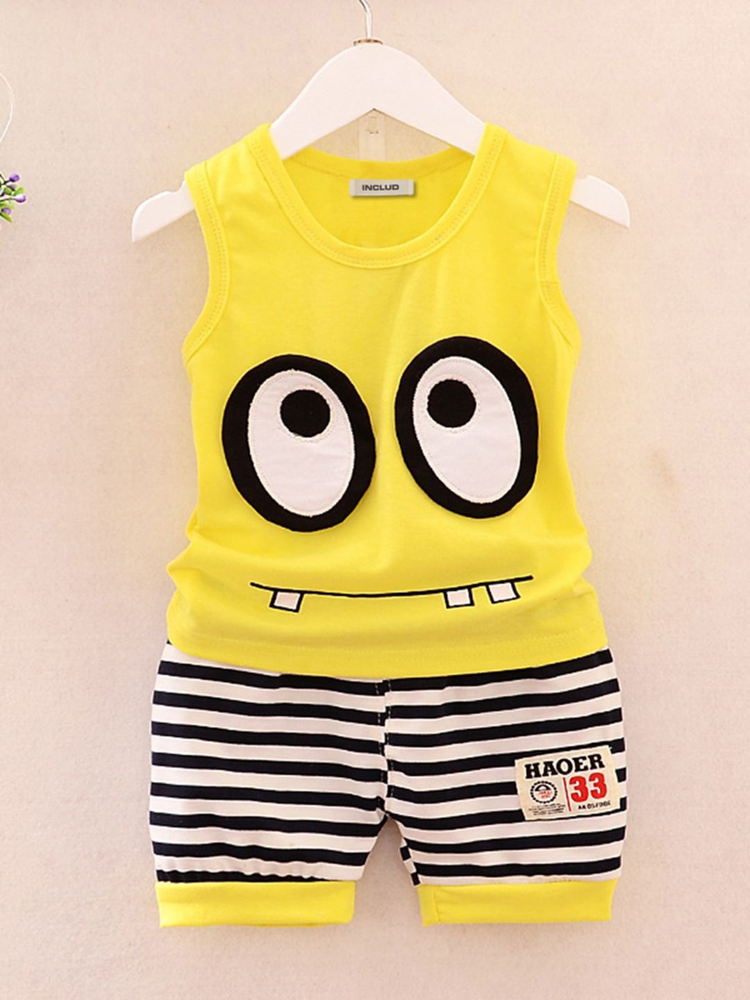 

INCLUD Boys Printed T-shirt with Shorts, Yellow