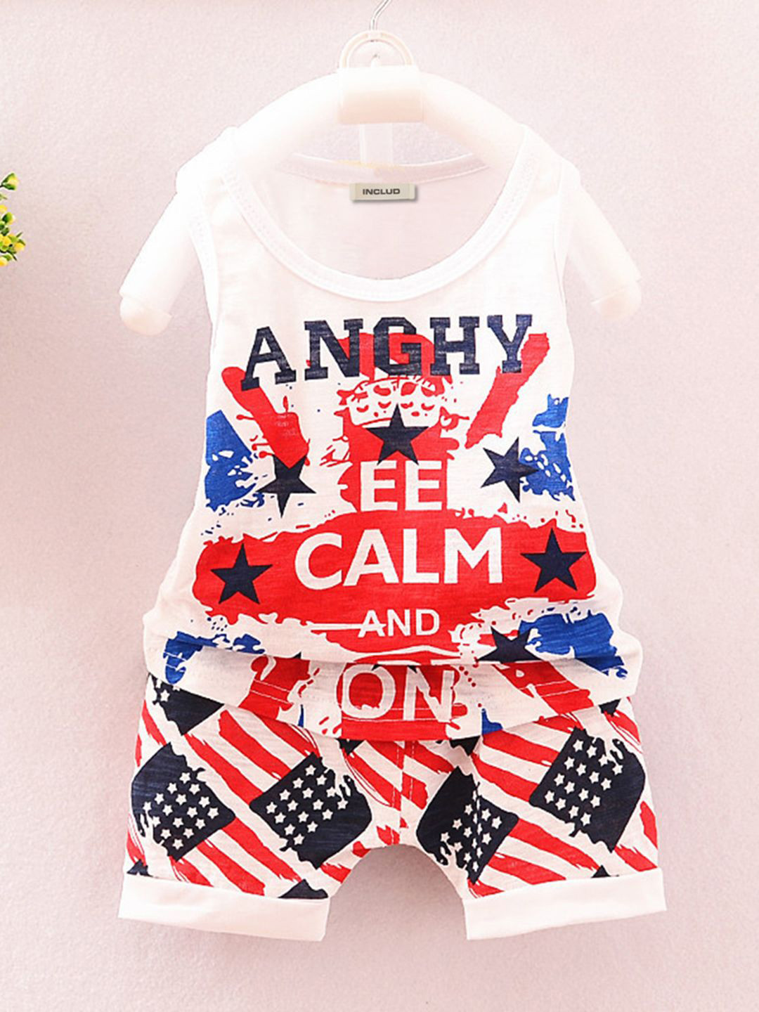 

INCLUD Boys Printed T-shirt with Shorts, White