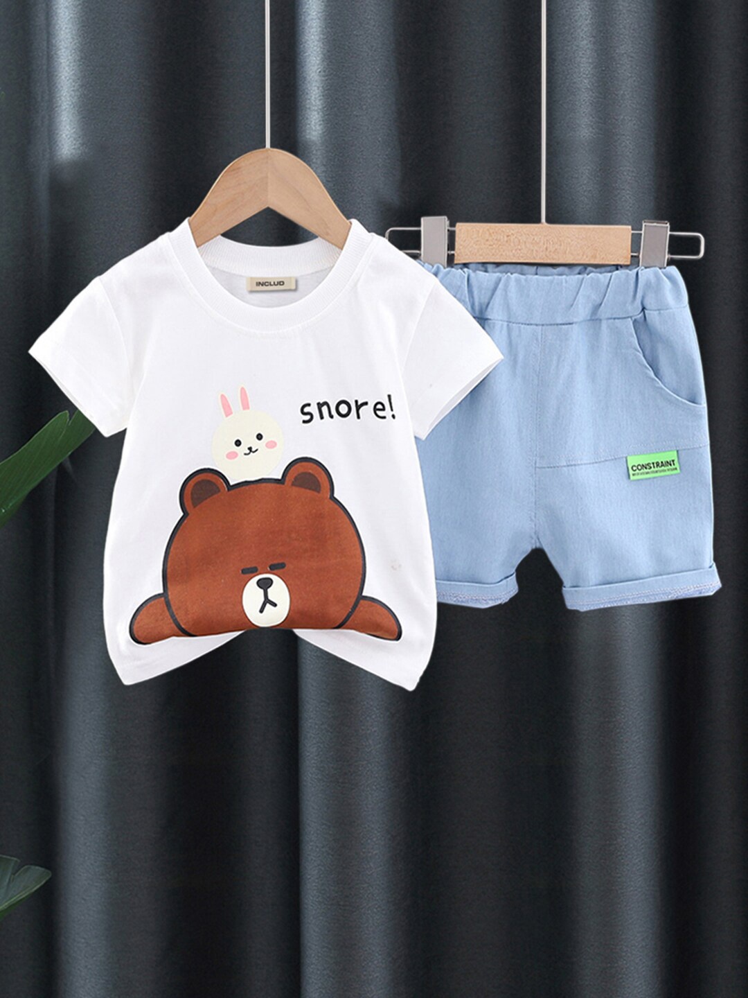 

INCLUD Boys Printed T-shirt with Shorts, White